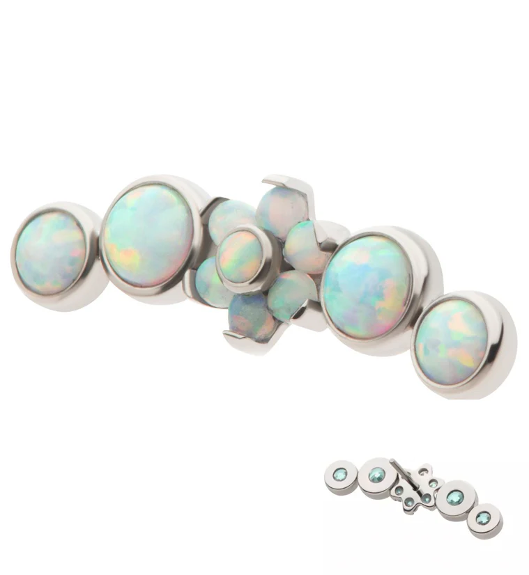 Centered Flower Arch White Opalite Titanium Threadless Top - Mrs Treak