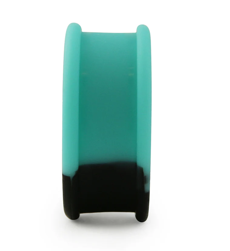 Teal And Black Double Flare Silicone Tunnel Plugs - Mrs Treak