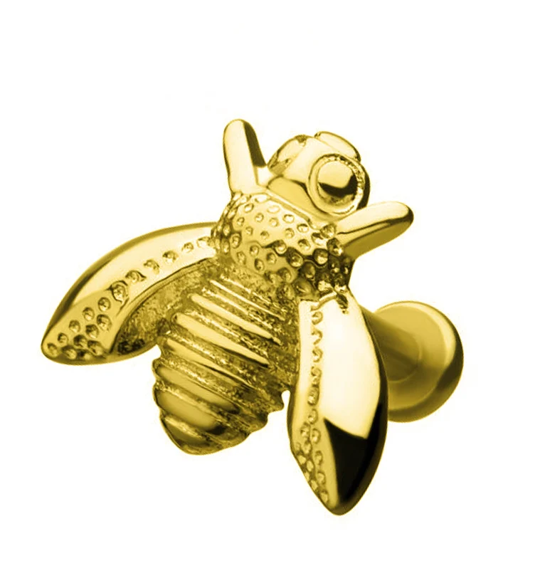 18G Gold PVD Bumblebee Labret - Mrs Treak