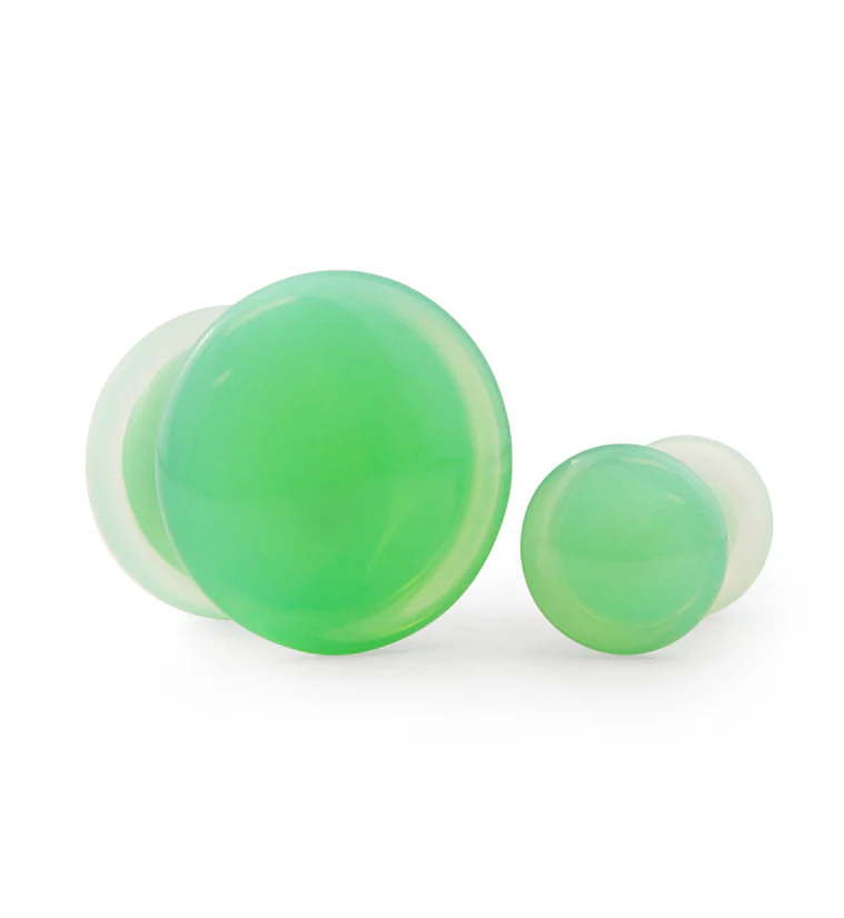 Mint Opalite Glass Plugs - Single Flare - Mrs Treak