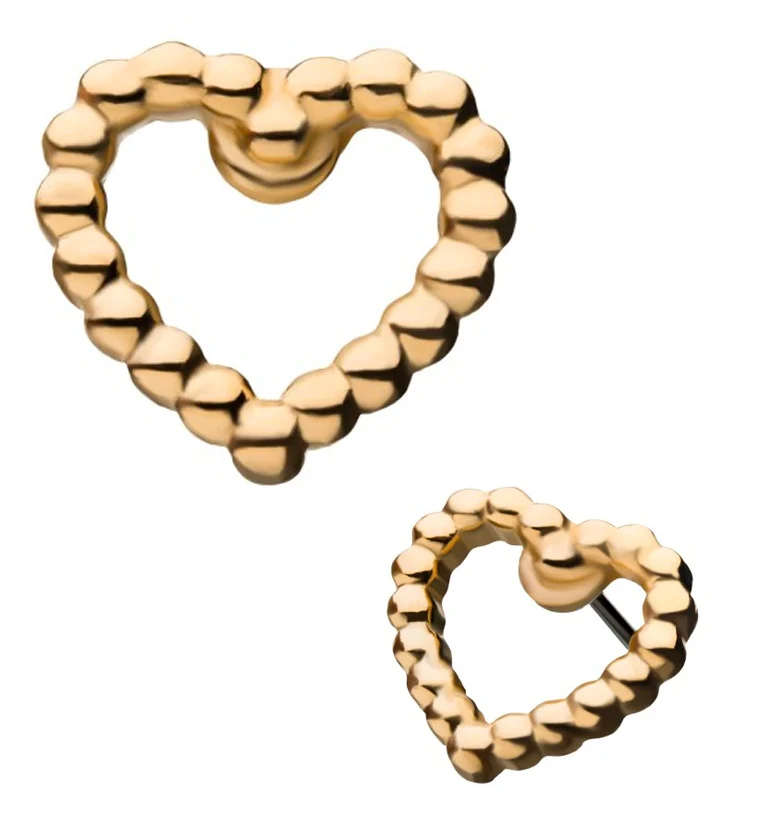 14kt Gold Beaded Heart Threadless Top - Mrs Treak