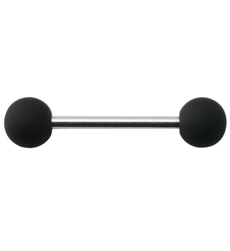Double Black Silicone Ball Stainless Steel Barbell - Mrs Treak