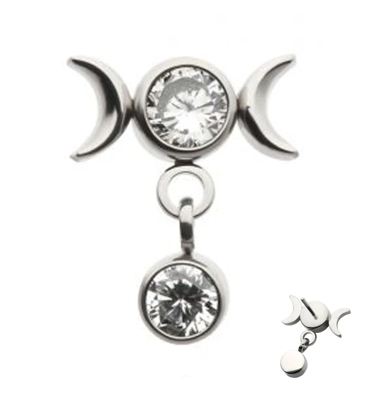 Clear CZ Moon Phase Dangle CZ Threadless Top - Mrs Treak