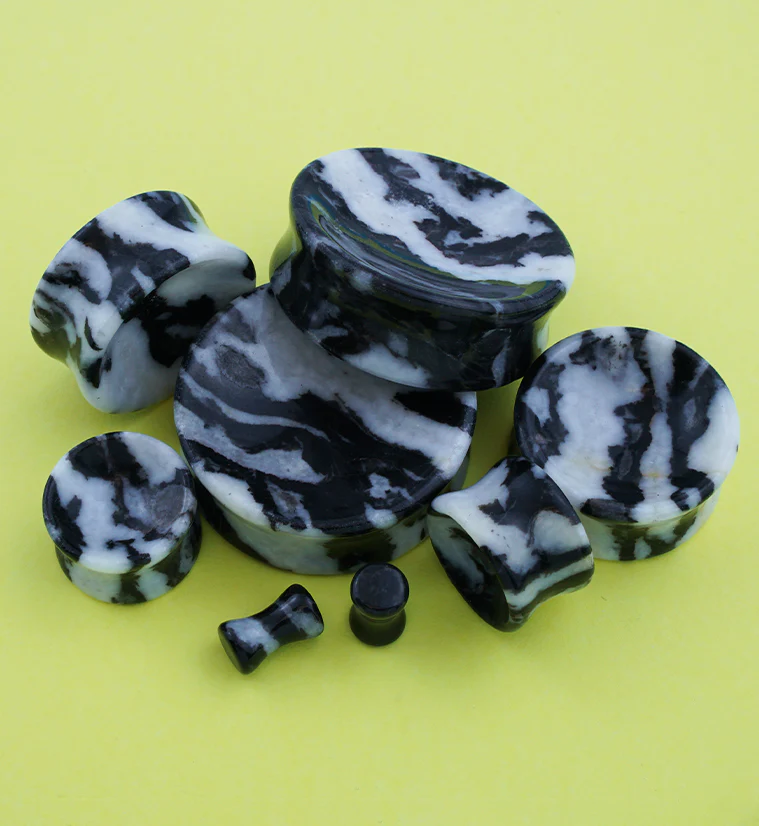 Zebra Jasper Stone Plugs - Mrs Treak