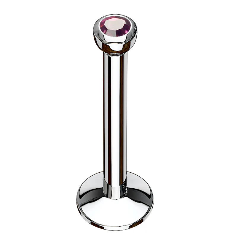 Purple CZ Bezel Labret Stud (Convex Disk) - Mrs Treak