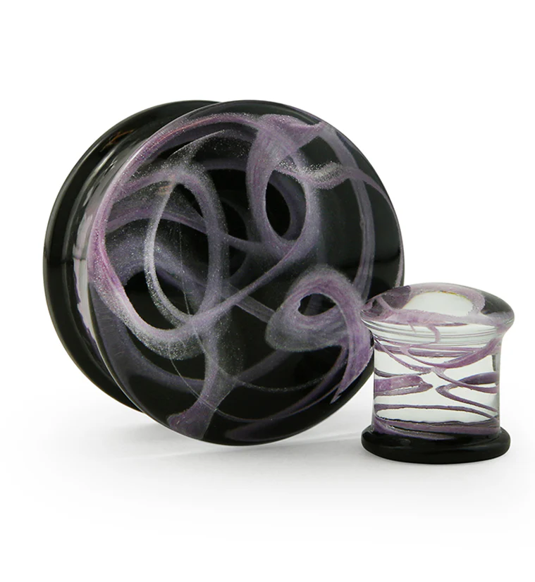 Purple Haze Swirl Glass Plugs - Mrs Treak