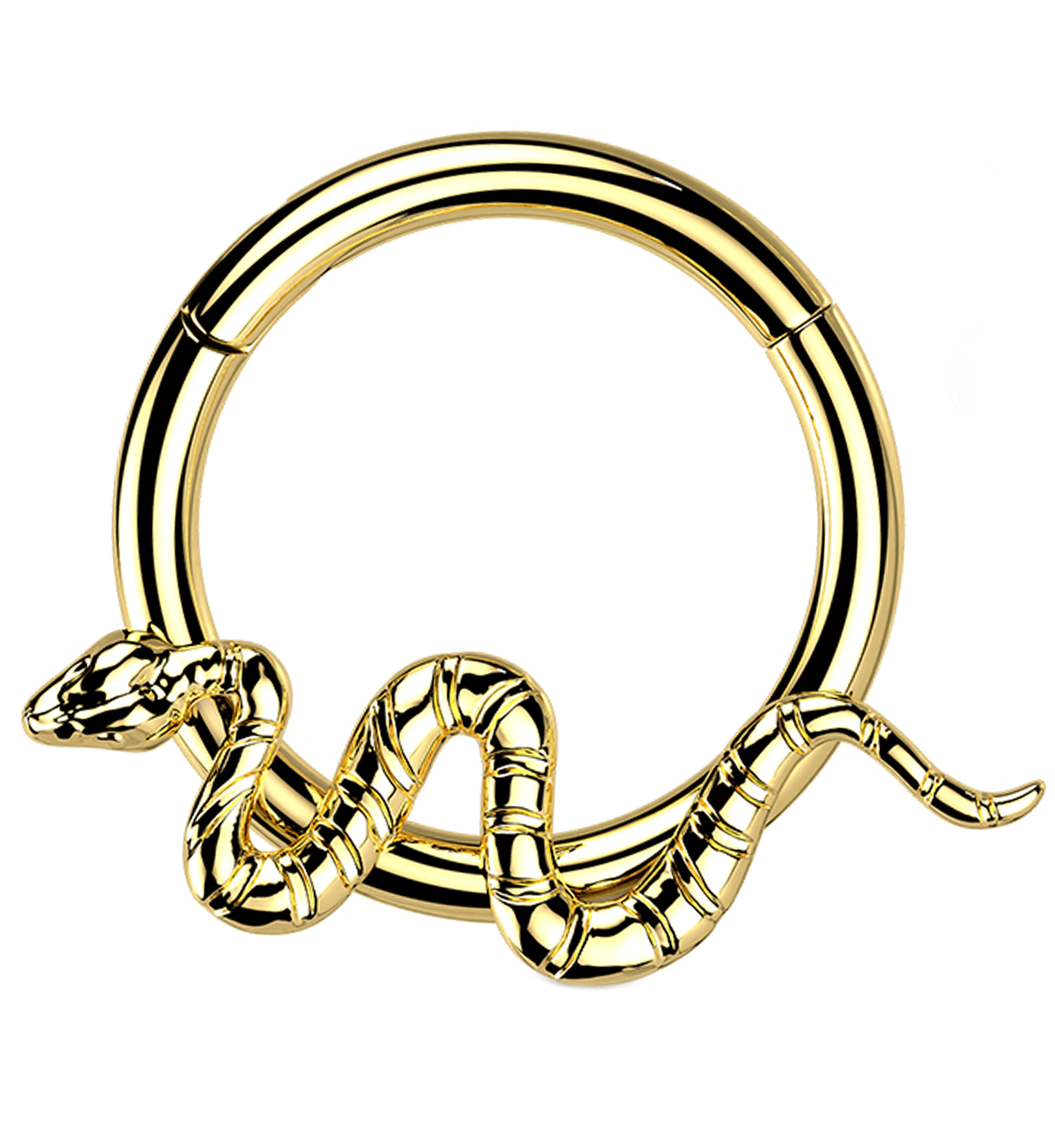 Gold PVD Snake Titanium Hinged Segment Ring - Mrs Treak