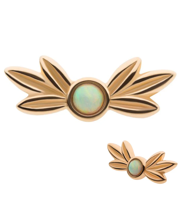 14kt Gold Opalite Leaf Threadless Top - Mrs Treak