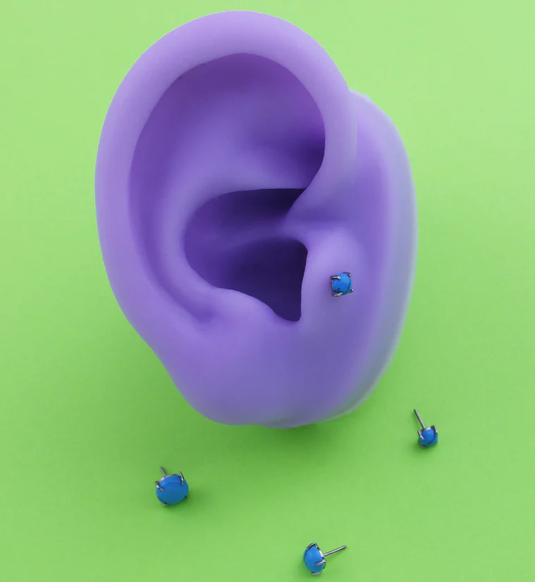 Prong Howlite Turquoise Stone Titanium Threadless Top - Mrs Treak