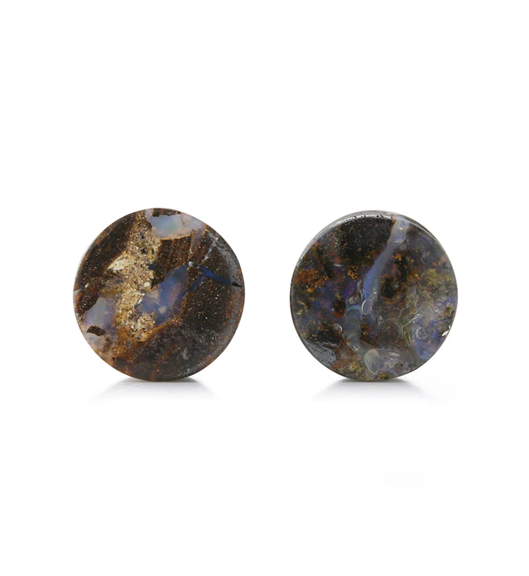 Boulder Opal Stone Plugs 1/2