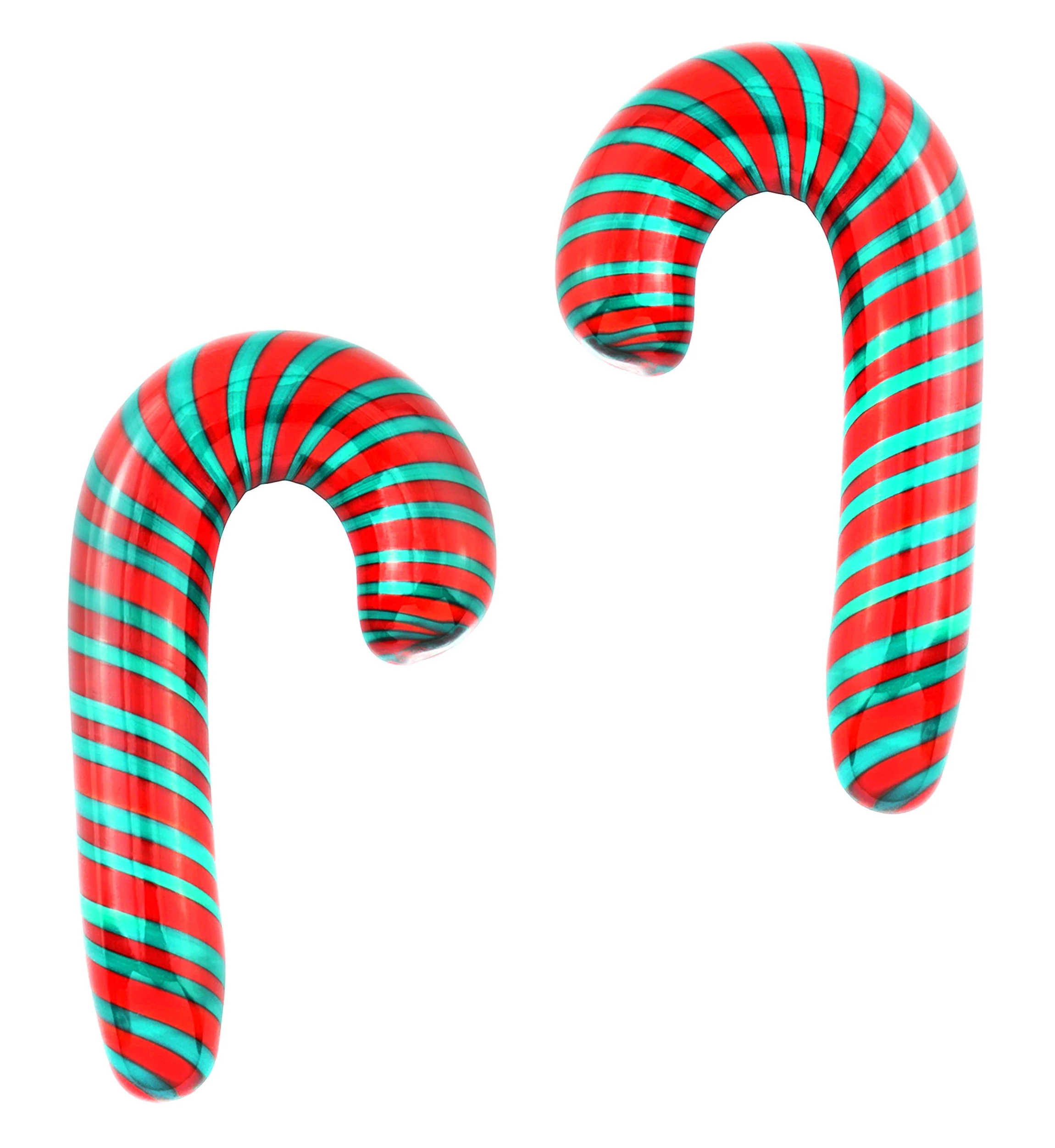 Green and Red Candy Cane Glass Ear Hangers - Mrs Treak
