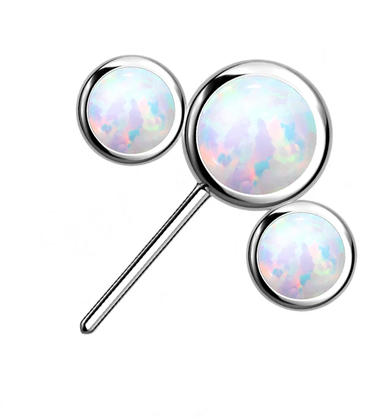Triple White Opalite Titanium Side Facing Threadless Top - Mrs Treak