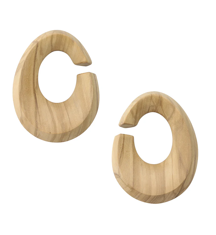 Olive Wood Oval Hoop Hangers - Mrs Treak