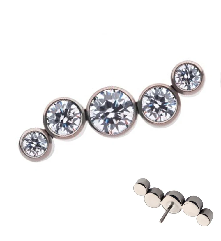 Ripple CZ Threadless Titanium Top - Mrs Treak