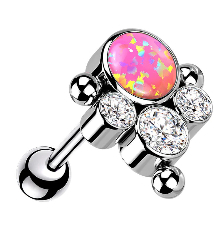 Bundle Pink Opalite Titanium Threadless Barbell - Mrs Treak