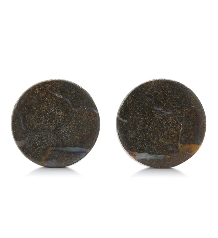 Boulder Opal Stone Plugs 7/8