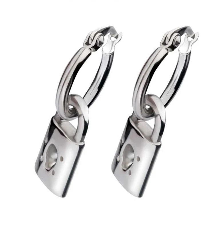 Lock Stainless Steel Hoop Earrings - Mrs Treak