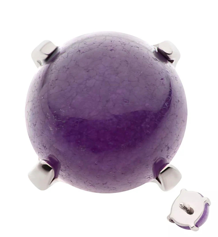 Prong Amethyst Stone Titanium Internally Threaded Top - Mrs Treak