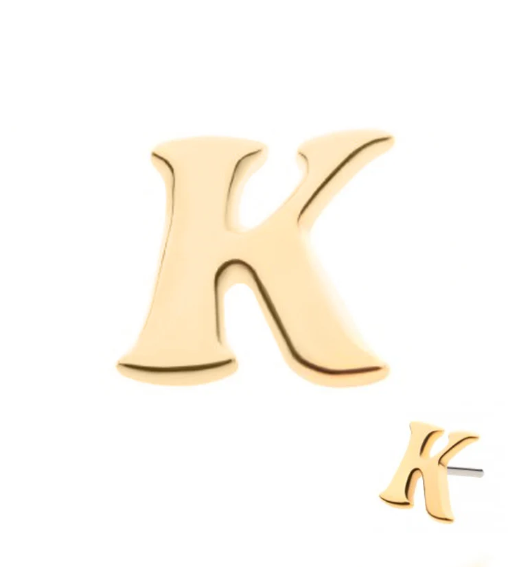 14kt Gold Letter K Threadless Top - Mrs Treak