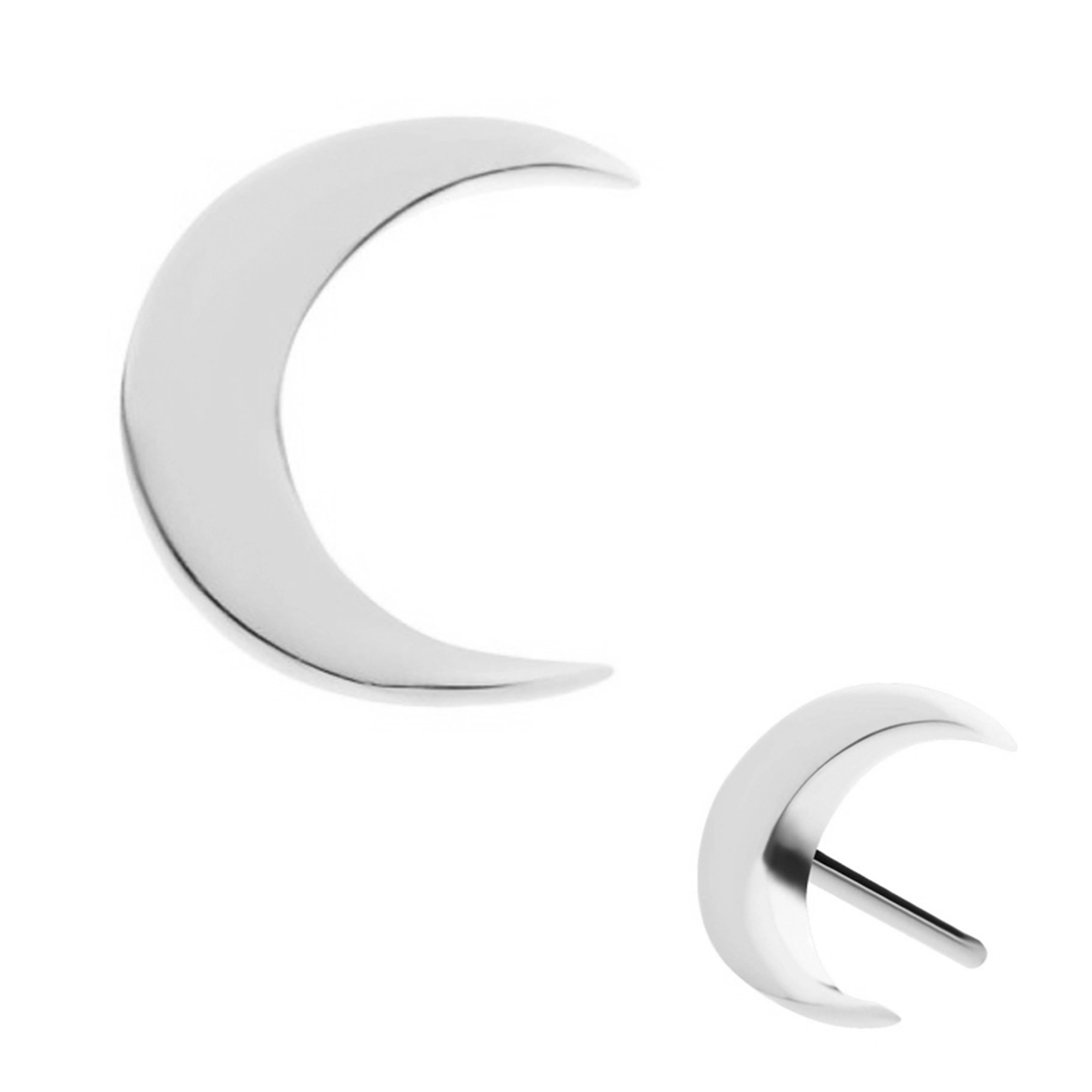 14kt White Gold Waxing Crescent Moon Threadless Top - Mrs Treak