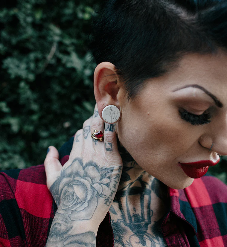 White Howlite Stone Plugs - Mrs Treak