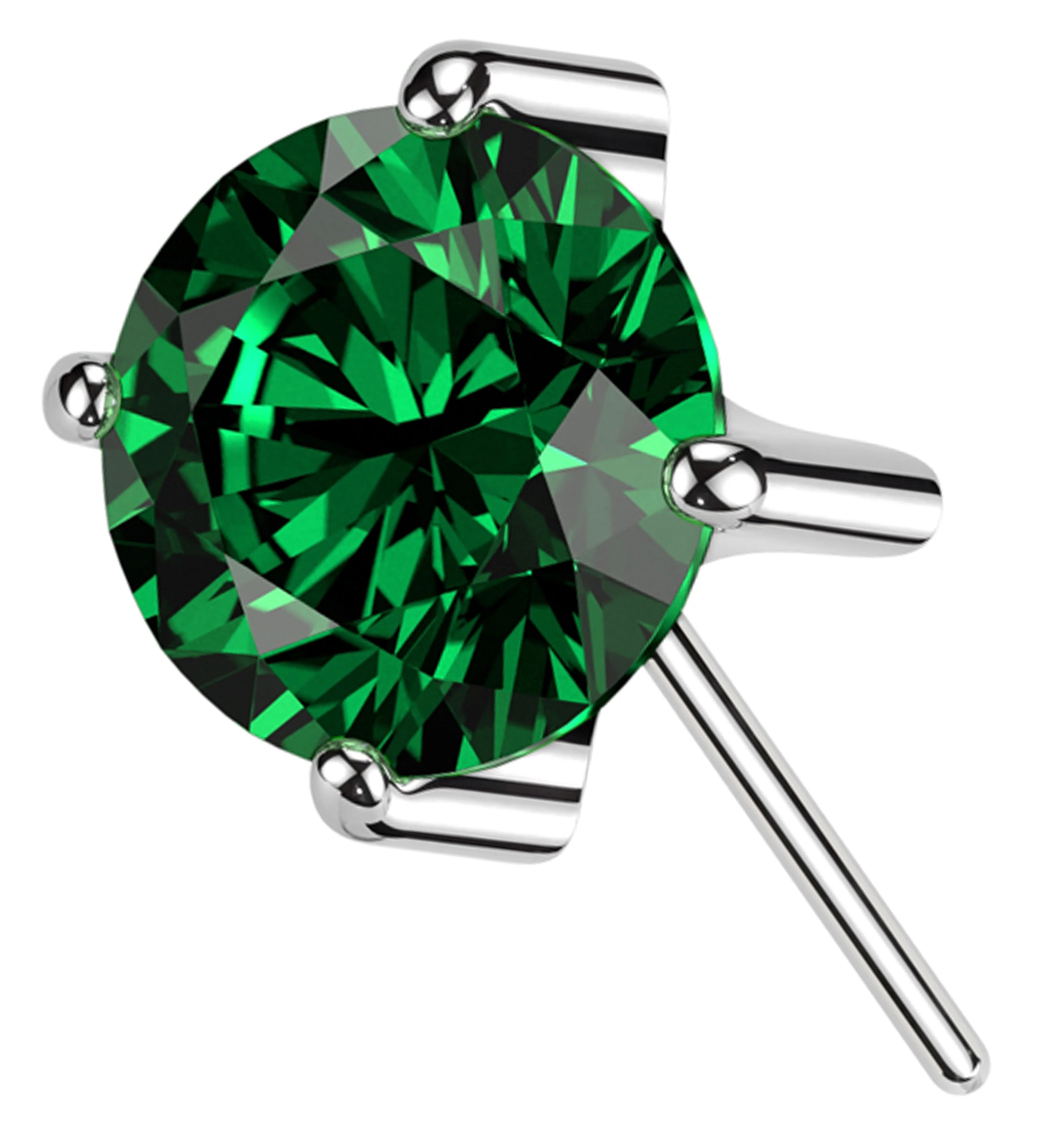 Forward Facing Prong Emerald CZ Titanium Threadless Top - Mrs Treak