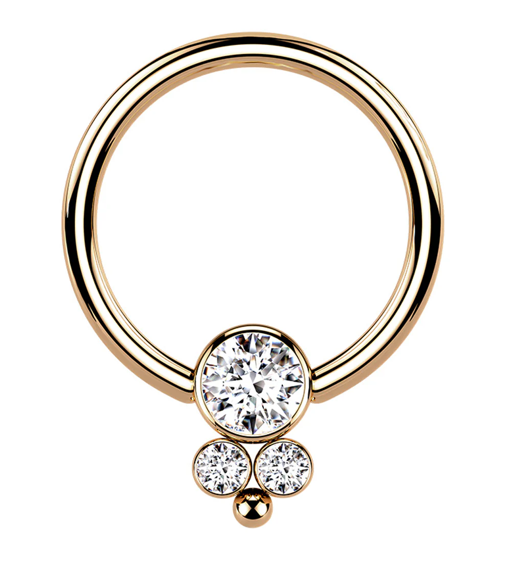 Rose Gold PVD Bevy CZ Captive Ring - Mrs Treak