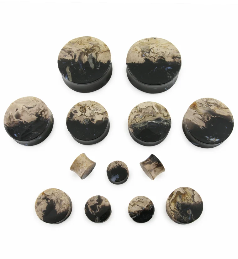 Black Flame Petrified Palm Root Plugs - Mrs Treak