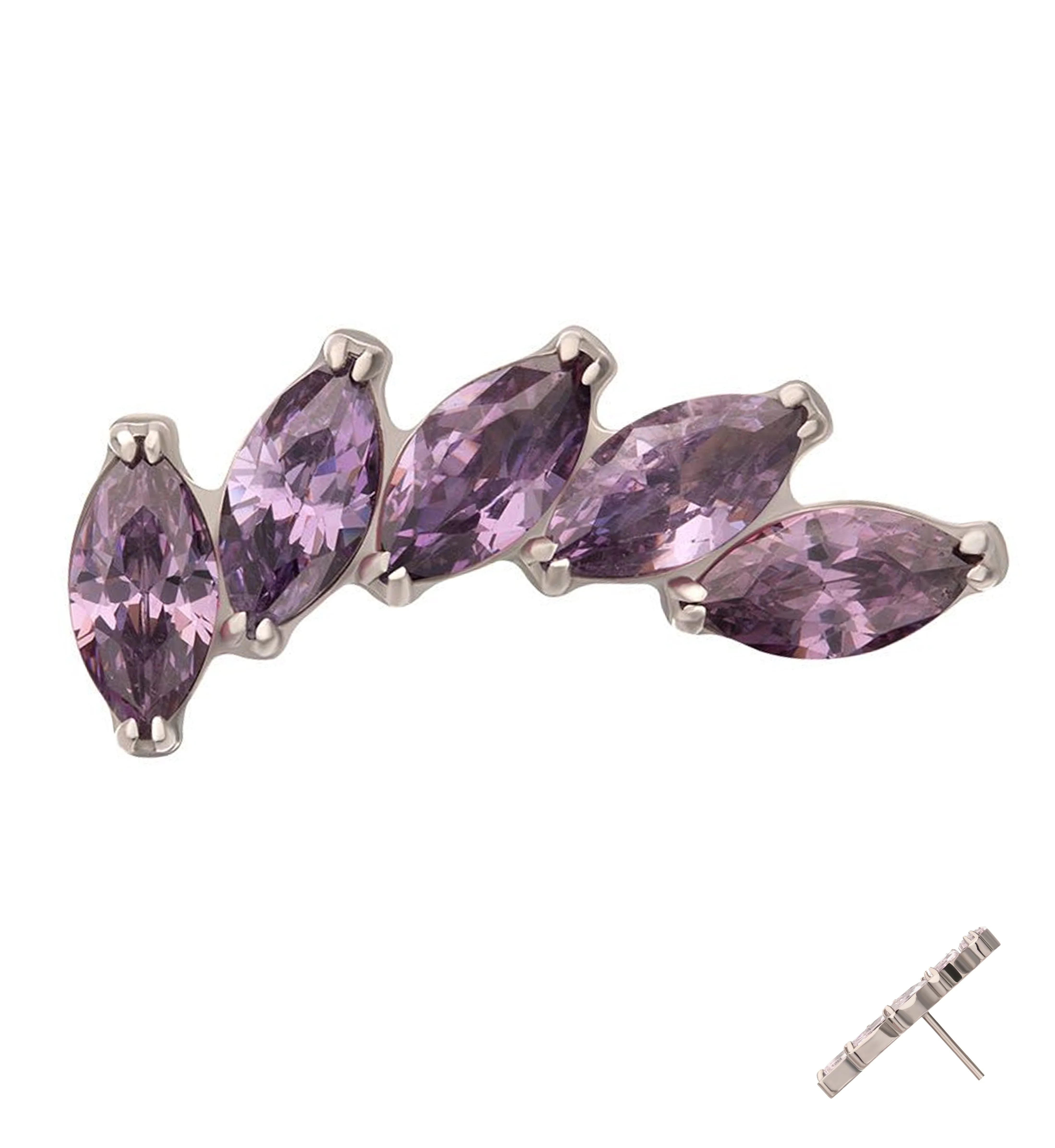 Cascade Amethyst CZ Titanium Threadless Top - Mrs Treak