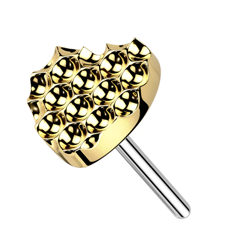 Gold PVD Beaded Heart Titanium Threadless Top - Mrs Treak