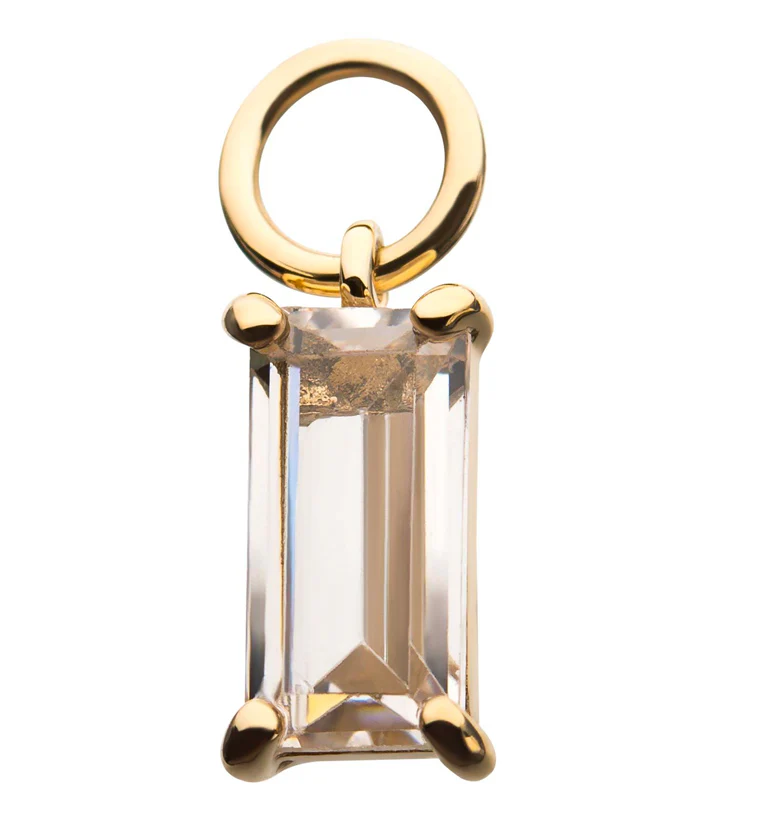 14kt Gold Dangle Baguette CZ Charm - Mrs Treak