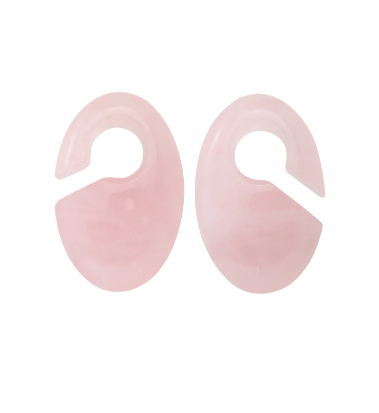 Ovaloid Rose Quartz Stone Ear Weights - Mrs Treak
