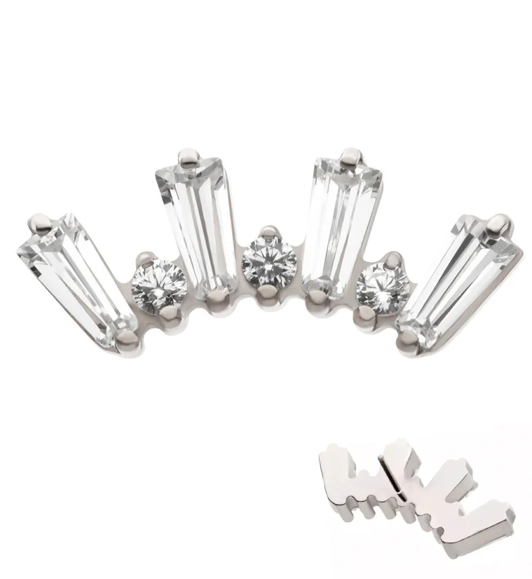 Sequential Clear CZ Threadless Titanium Top - Mrs Treak