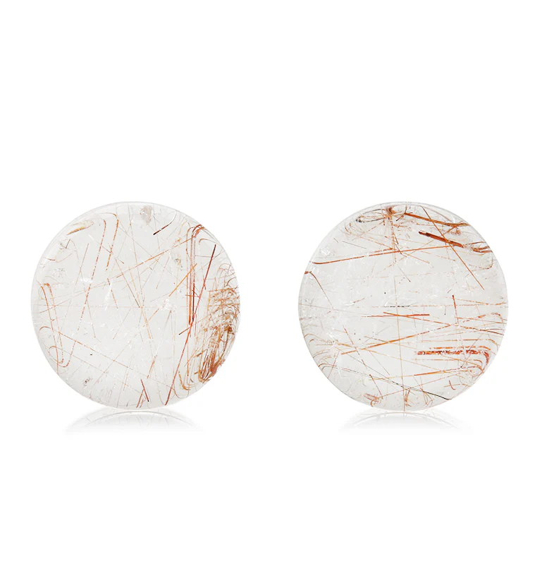 Rutilated Quartz Stone Plugs 3/4