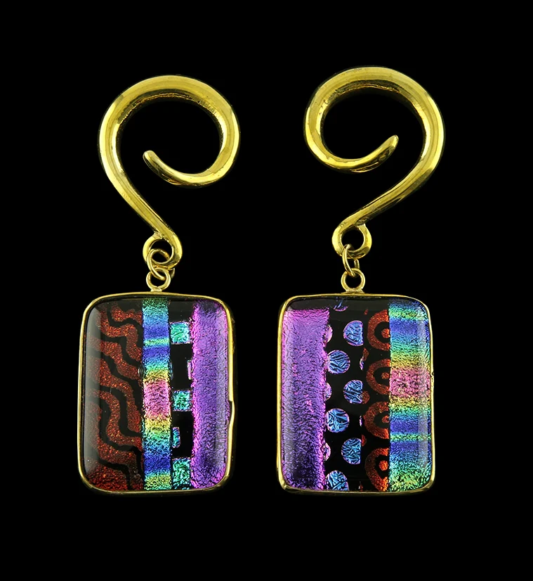 Santa Fe Dichroic Glass Brass Ear Weights Version 6 - Mrs Treak
