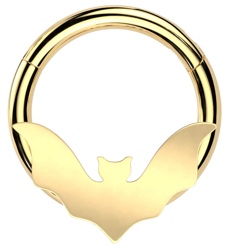 Gold PVD Flying Bat Stainless Steel Hinged Segment Ring - Mrs Treak
