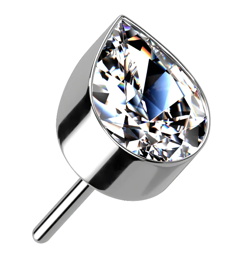 Teardrop CZ Threadless Titanium Top - Mrs Treak