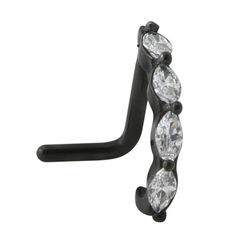 18G Black PVD Ribbon CZ Nose Curve - Mrs Treak