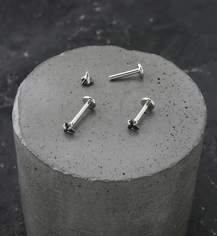 Triangle Black CZ Stainless Steel Internally Threaded Labret - Mrs Treak