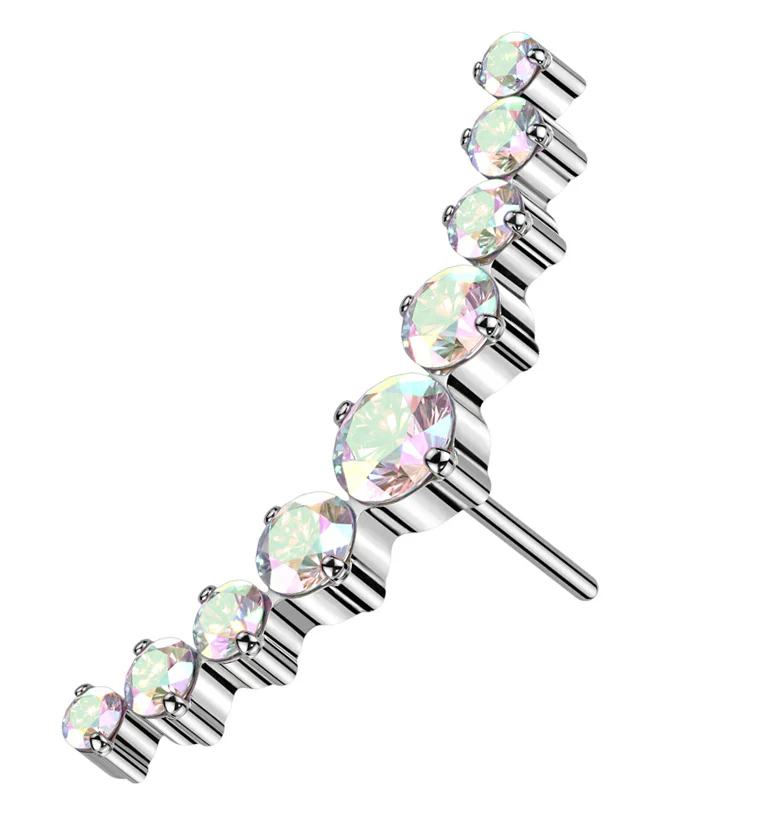 Arc Rainbow Aurora CZ Titanium Threadless Top - Mrs Treak
