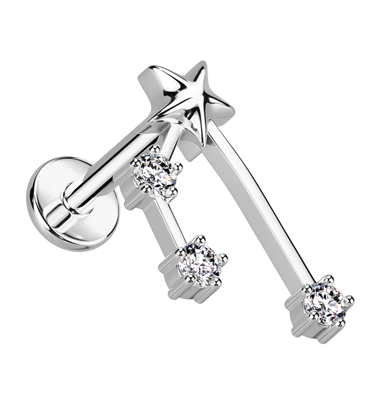 Taurus Constellation Clear CZ Stainless Steel Internally Threaded Labret - Mrs Treak