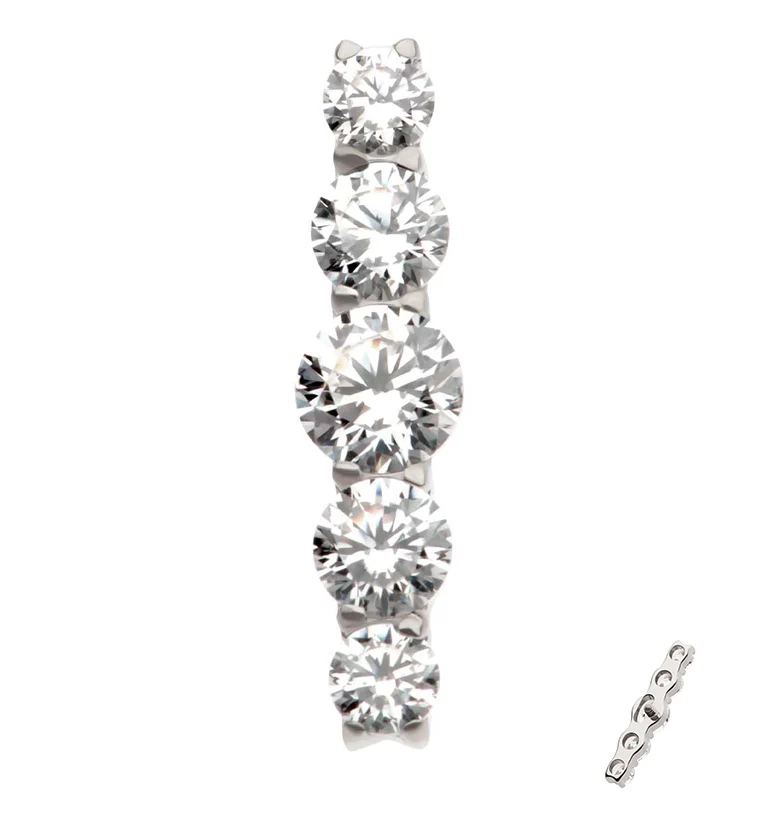 Quinary Bar Clear CZ Internally Threaded Titanium Top - Mrs Treak