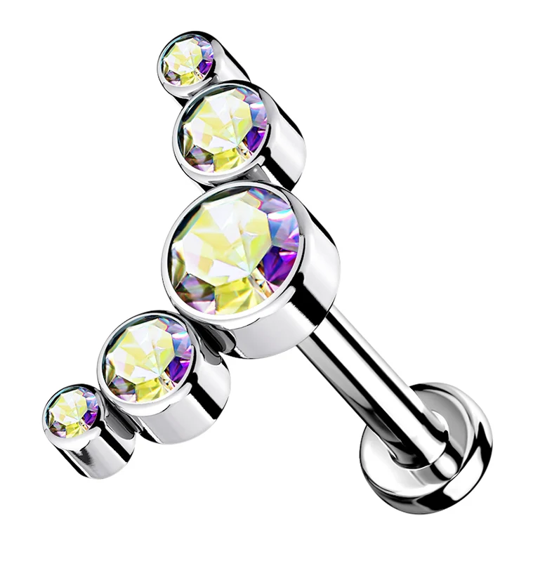 16G Rainbow Aurora CZ Truce Top Titanium Labret - Mrs Treak