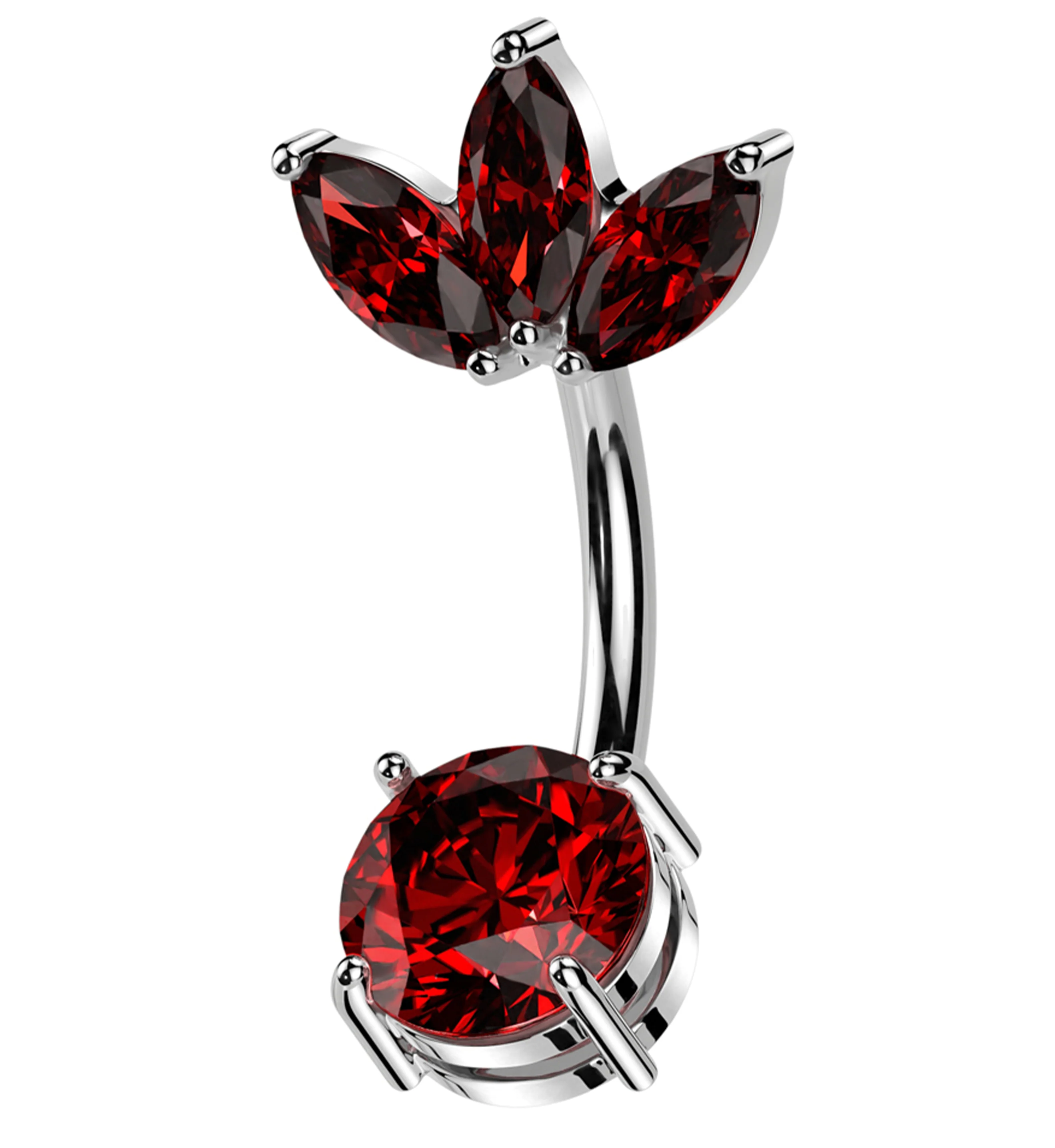 Empress Top Red CZ Stainless Steel Belly Button Ring - Mrs Treak