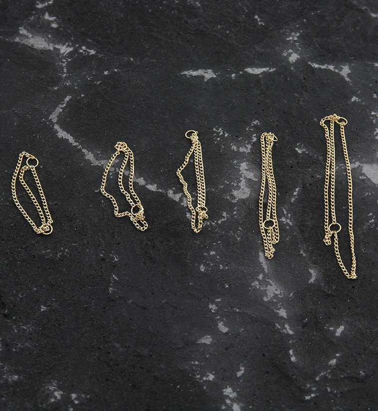 14kt Gold Triple Curb Chain - Mrs Treak