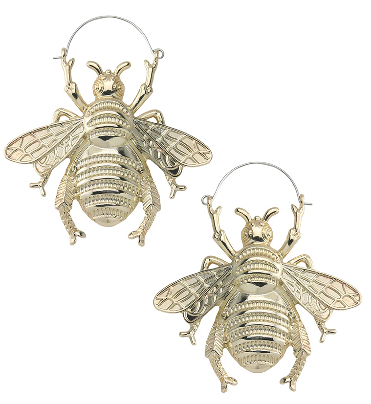 Gold PVD Bumblebee Plug Hoops - Mrs Treak