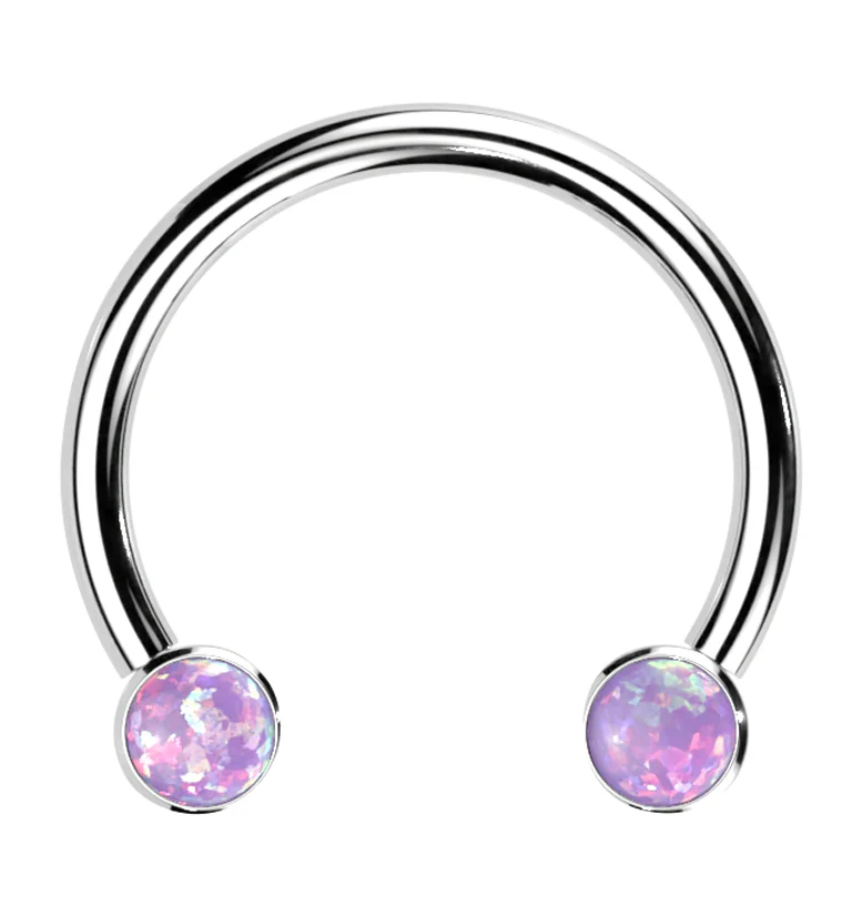 Purple Opalite Threadless Titanium Circular Barbell - Mrs Treak