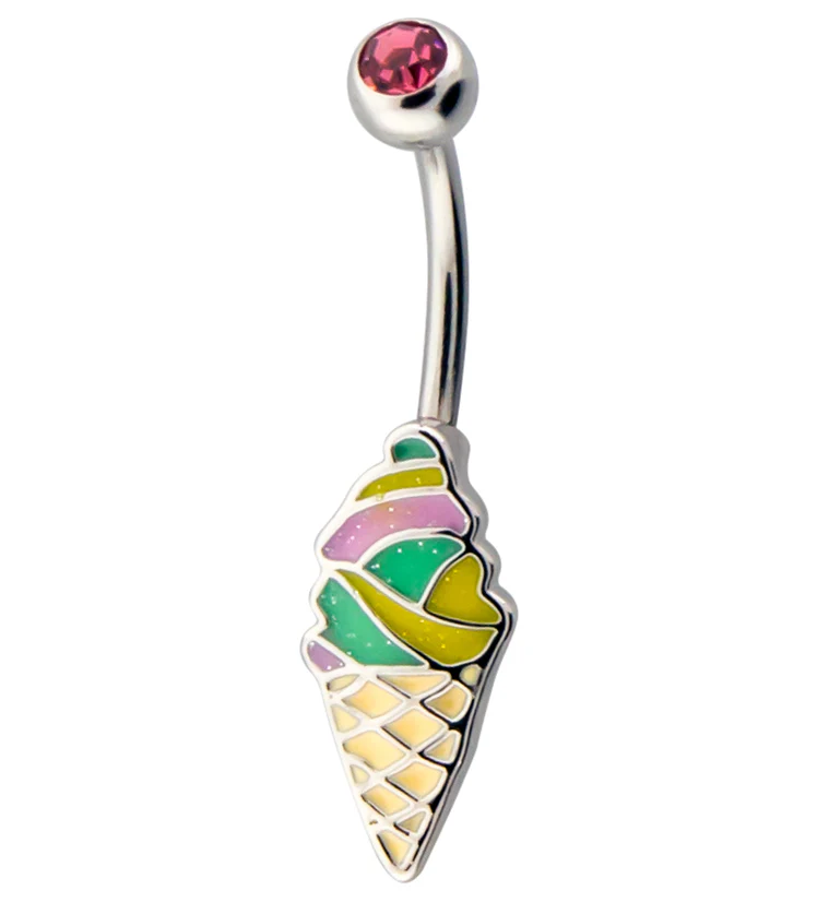 Ice Cream Cone CZ Belly Button Ring - Mrs Treak