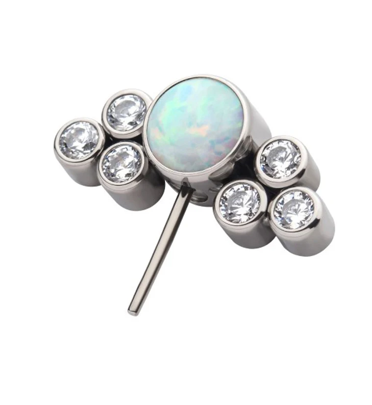Side Facing Cluster Opalite Gem Titanium Threadless Top - Mrs Treak