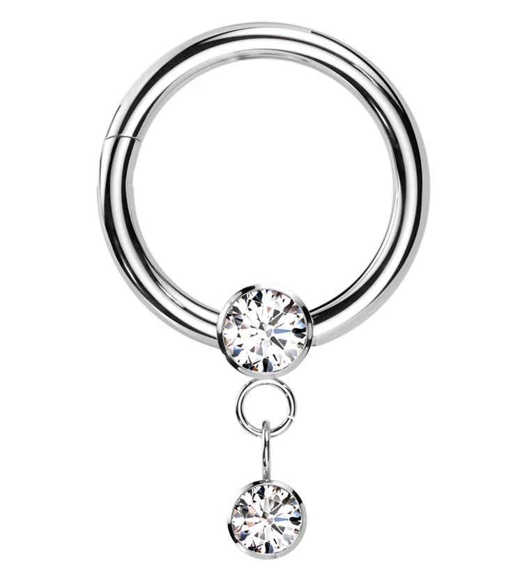 Bezel Clear CZ Dangle Hinged Segment Ring - Mrs Treak